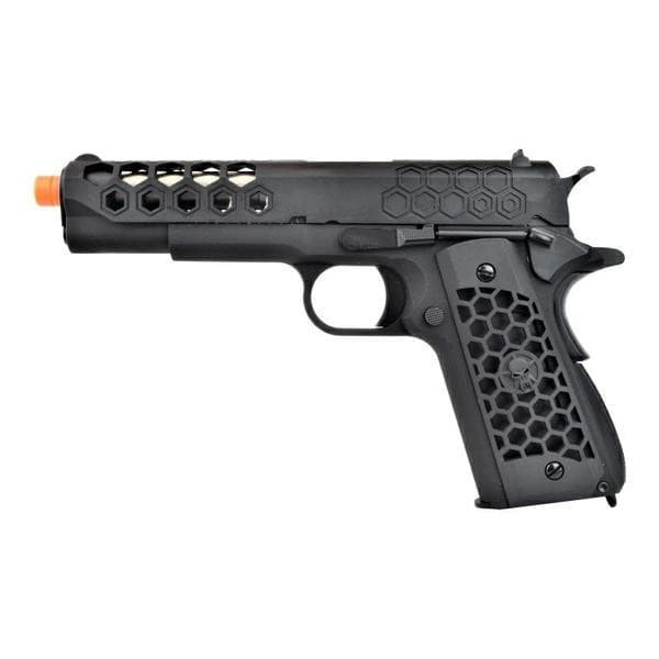 WE M1911 Hex Cut Full Metal GBB Kaliber 6 mm Black