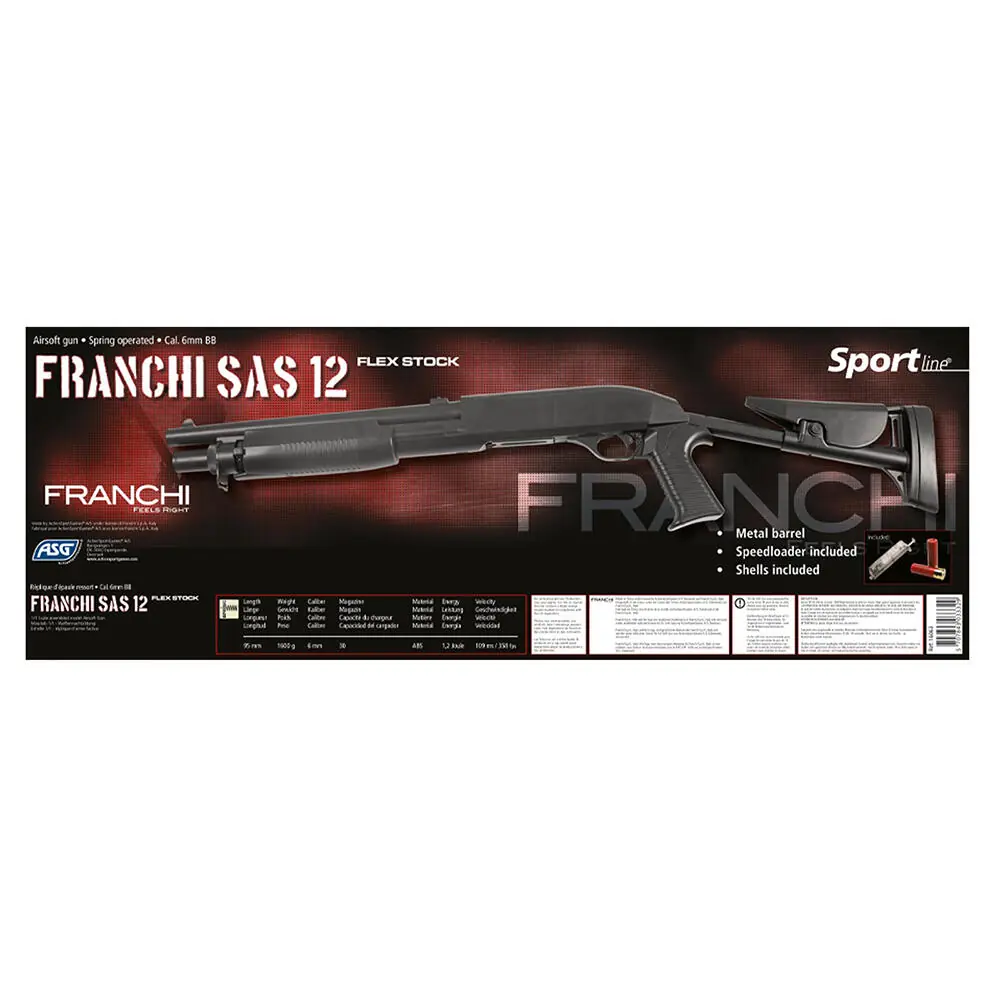 ASG FRANCHI SAS 12 Airsoft Pumpgun Federdruck 6mm BB Schwarz 3-Burst